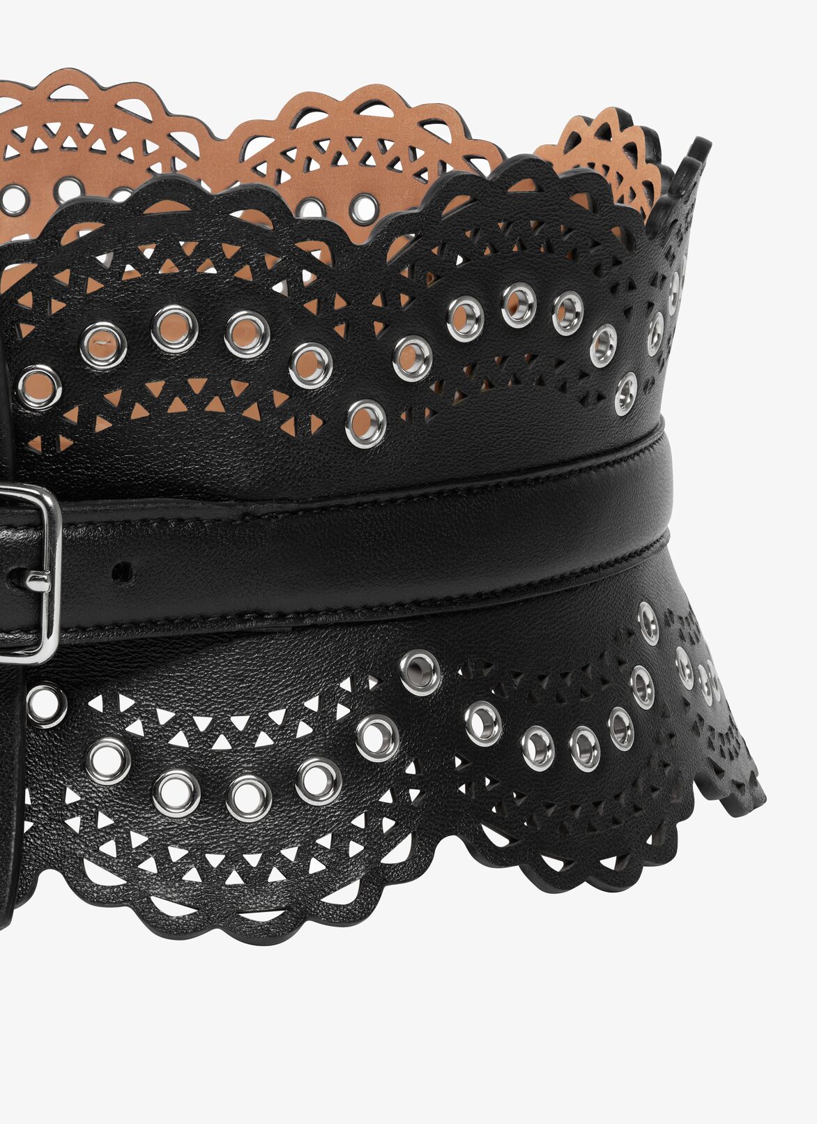BUSTIER BELT IN VIENNE WAVE  CALFSKIN ALAÏA BLACK BUSTIER BELT IN VIENNE WAVE  CALFSKIN
